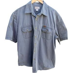 Carhartt Work Shirt Mens XL Gray Short Sleeve Button Up Utility Cotton